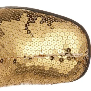 Or Paillettes 8 cm SPECTACUL disco bottes à talon carré années 70