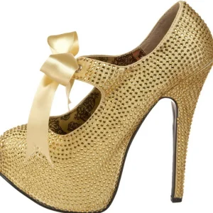 Or Strass 14,5 cm Burlesque TEEZE-04R Talons Aiguilles Escarpins