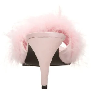 Pink 8 cm AMOUR-03 plumes de marabout Mules Chaussures