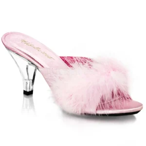 Pink 8 cm BELLE-301F plumes de marabout Mules Chaussures