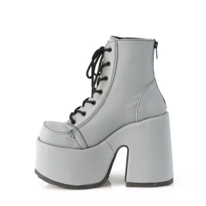 Réfléchissants 13 cm CAMEL-203 femmes bottines plateforme épais talon chunky gris