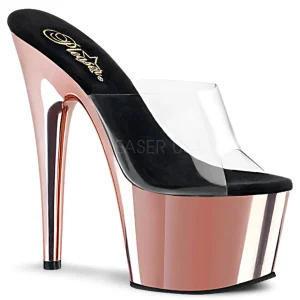 Rose 18 cm ADORE-701 Chrome Plateforme Mules Chaussures