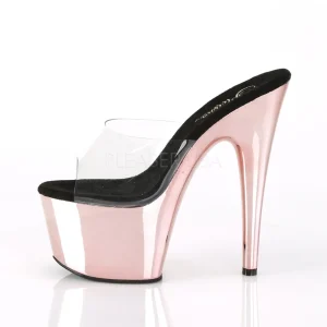 Rose 18 cm ADORE-701 Chrome Plateforme Mules Chaussures