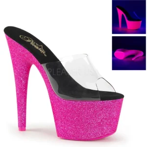 Rose 18 cm ADORE-701UVG neon plateforme mules talons hauts