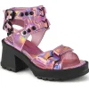 Rose 7 cm DemoniaCult BRATTY-07 sandale plateforme chunky talon épais