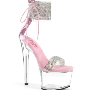 Rose 18 cm PASSION-727RS transparentes plateforme talon haut avec bande de cheville