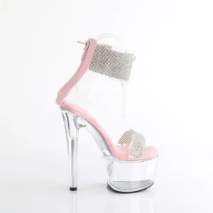 Rose 18 cm PASSION-727RS transparentes plateforme talon haut avec bande de cheville