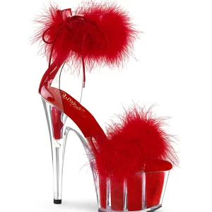 Rouge 18 cm ADORE-724F sandales à talons hauts et plumes pole dance