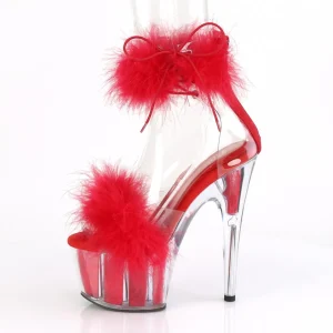 Rouge 18 cm ADORE-724F sandales à talons hauts et plumes pole dance
