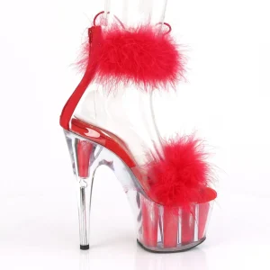 Rouge 18 cm ADORE-724F sandales à talons hauts et plumes pole dance
