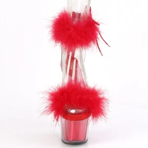 Rouge 18 cm ADORE-724F sandales à talons hauts et plumes pole dance
