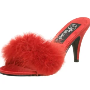 Rouge 8 cm AMOUR-03 plumes de marabout Mules Chaussures