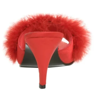 Rouge 8 cm AMOUR-03 plumes de marabout Mules Chaussures