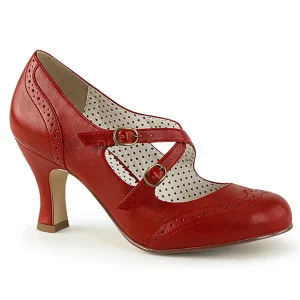Rouge 7,5 cm retro vintage FLAPPER-35 Pinup escarpins femmes à talons bas