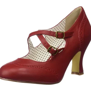 Rouge 7,5 cm retro vintage FLAPPER-35 Pinup escarpins femmes à talons bas