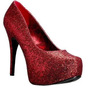 Rouge Glitter 14,5 cm Burlesque TEEZE-06GW pieds larges escarpins pour homme