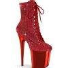Rouge pierre strass 20 cm FLAMINGO-1020CHRS bottines talons hauts pleaser