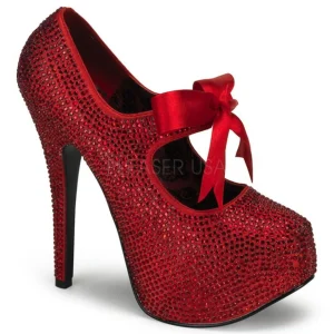 Rouge Strass 14,5 cm Burlesque TEEZE-04R Talons Aiguilles Escarpins