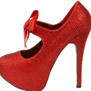 Rouge Strass 14,5 cm Burlesque TEEZE-04R Talons Aiguilles Escarpins