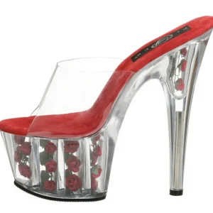 Rouge Transparent 18 cm ADORE-701FL Plateforme Mules Hautes