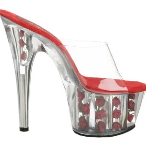 Rouge Transparent 18 cm ADORE-701FL Plateforme Mules Hautes