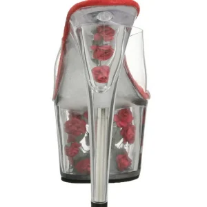 Rouge Transparent 18 cm ADORE-701FL Plateforme Mules Hautes