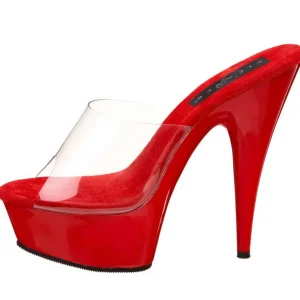 Rouge Transparent 15,5 cm DELIGHT-601 Plateforme Mules Hautes