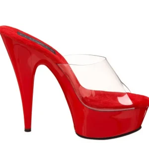 Rouge Transparent 15,5 cm DELIGHT-601 Plateforme Mules Hautes