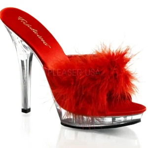 Rouge Transparent 13 cm Fabulicious LIP-101-8 Plateforme Mules Hautes