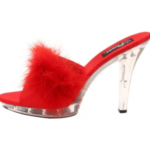 Rouge Transparent 13 cm Fabulicious LIP-101-8 Plateforme Mules Hautes