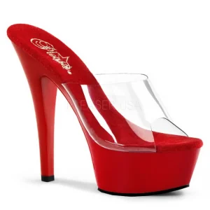 Rouge Transparent 15,5 cm KISS-201 Plateforme Mules Hautes