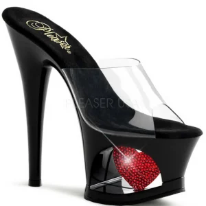 Rouge Transparent 18 cm Pleaser MOON-701HRS Plateforme Mules Hautes