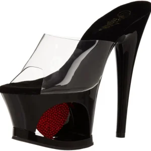 Rouge Transparent 18 cm Pleaser MOON-701HRS Plateforme Mules Hautes