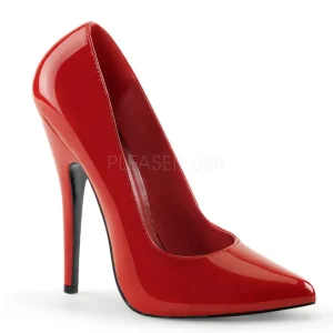 Rouge Verni 15 cm DOMINA-420 talon aiguille très haut et bout pointu