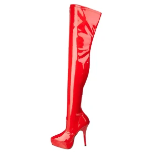 Rouge Verni 13,5 cm INDULGE-3000 Cuissardes Haut Talon