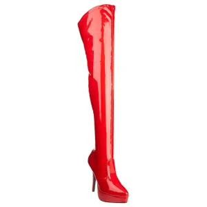Rouge Verni 13,5 cm INDULGE-3000 Cuissardes Haut Talon