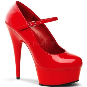 Rouge Verni 15 cm PLEASER DELIGHT-687 Escarpins Haut Talon