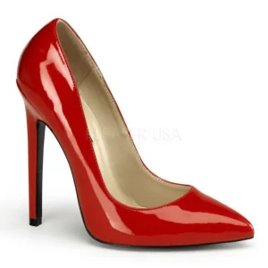 Rouge Verni 13 cm SEXY-20 escarpins à talon aiguille bout pointu