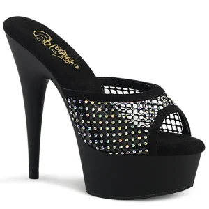 Similicuir 15 cm DELIGHT-601-6RM mule à talon hauts noirs