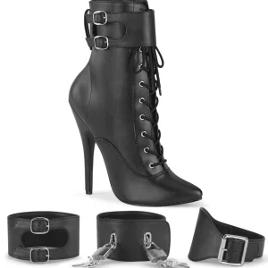 Similicuir 15 cm DOMINA-1023 fétiche bottines à talons aiguilles noirs