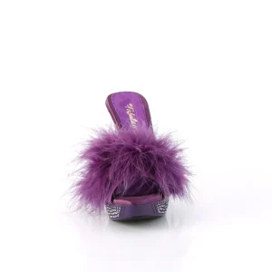 Similicuir 11,5 cm ELEGANT-401F mule à talon hauts plume pourpre