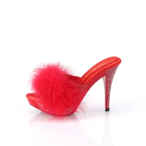 Similicuir 11,5 cm ELEGANT-401F mule à talon hauts plume rouge
