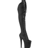 Similicuir 20 cm FLAMINGO-3014 bottes cuissardes à lacets noirs