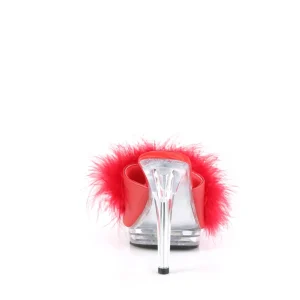 Similicuir 12,5 cm GLORY-501F-8 mule à talon hauts plume rouge