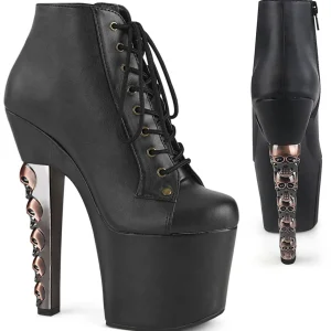 Similicuir 18 cm HEX-1005 bottines à talons hauts crâne