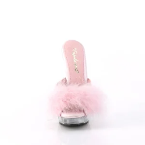 Similicuir 15 cm SULTRY-601F mule à talon hauts plume roses