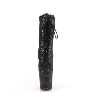 1040SPF - 20 cm bottine talon haut femme pleaser motif serpent noires