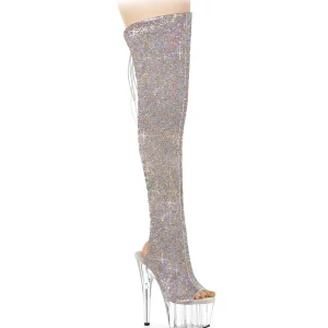 Strass ADORE 18 cm open toe bottes cuissardes talons hauts à lacets