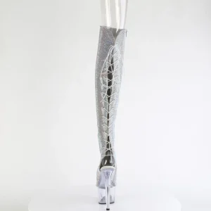 Strass ADORE 18 cm open toe bottes cuissardes talons hauts à lacets