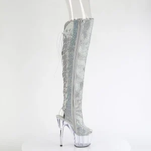 Strass ADORE 18 cm open toe bottes cuissardes talons hauts à lacets